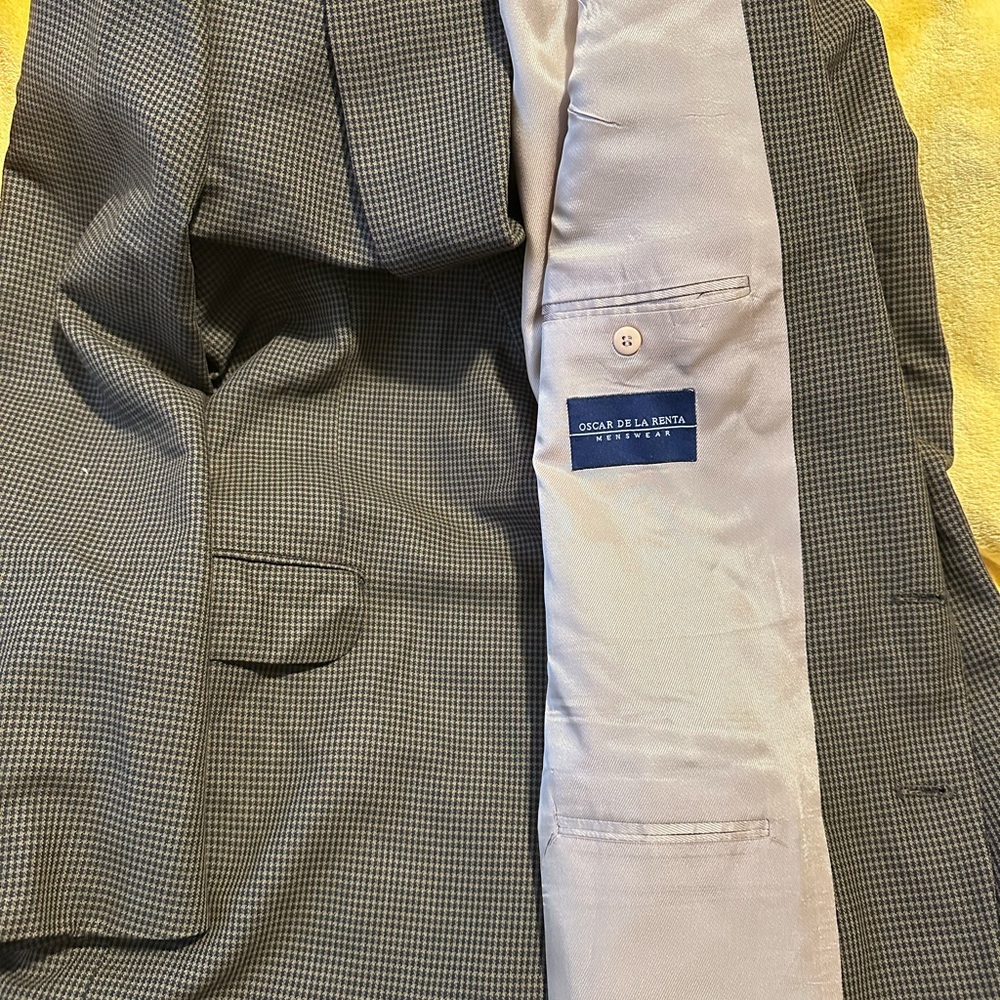 Oscar de la Renta Gray Checkered Blazer